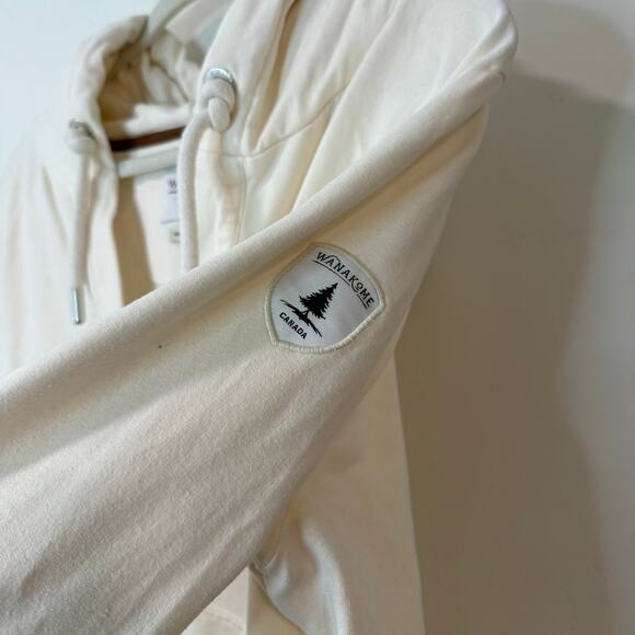 Wanakome Women's Etta Split Neck Sweatshirt Pullover V Neck Stretch Cream Large - Picture 4 of 7